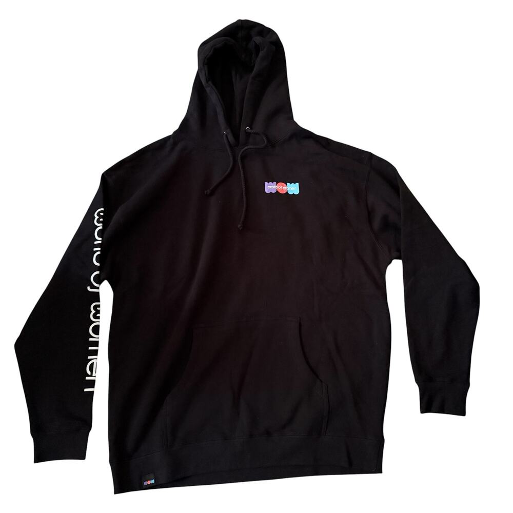 WOW 'World Of Women' Graphic Pullover Hoodie Sweater Sweatshirt in Black Size XL